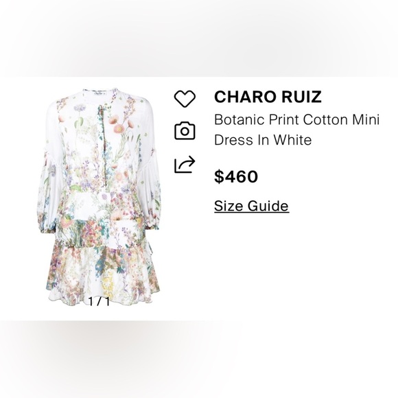 Charo Ruiz Botanic Print Cotton Mini Dress In White L - Picture 15 of 16